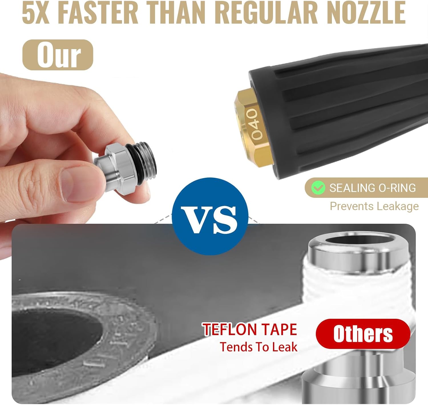 Pressure Washer Tips Turbo Nozzle Pressure Washer 4000 PSI Max Rotating Pressure Washer Nozzle with 1/4'' Quick Connect for Cleaning Brick, Concrete, and Vinyl Surfaces，4.0 GPM
