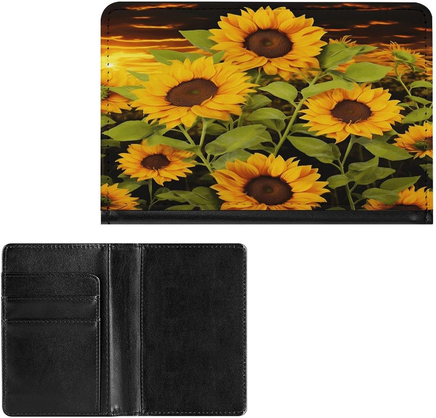 Sun Flower Passport Holder Cute Portable Passports Cover Slim Identification Passport Holder PU Wallet Cover Case for Travel for Women Men Travel Cruise