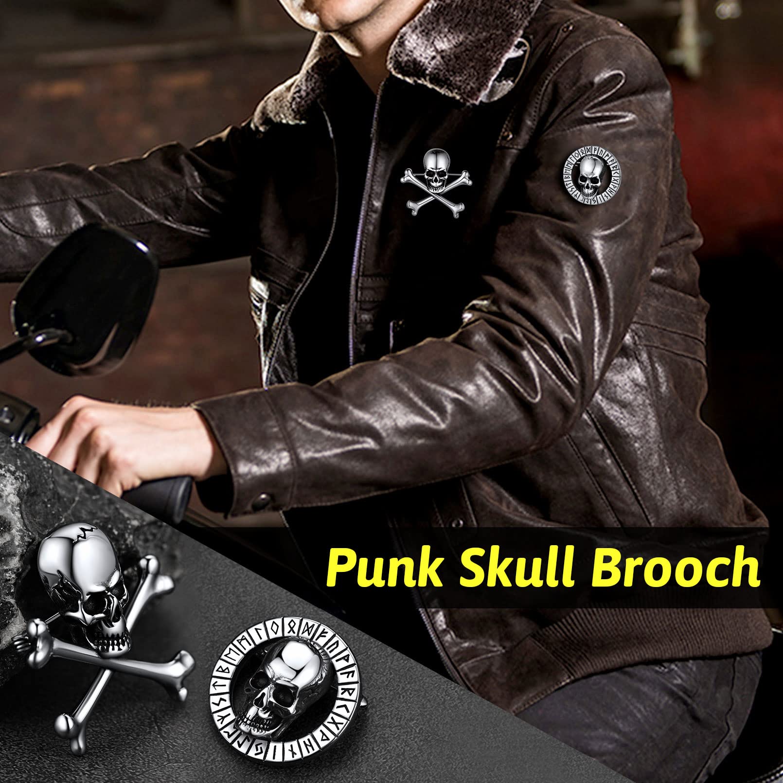 FaithHeart Spilla Vichingo per Ragazze Ragazzi con Nodo Celtico/Lupo Fenrir/Cervo/Ragno/Cranio Teschio in Acciaio Inossidabile Gioielli Figo Stile Gotico Punk Accessori Vestiti