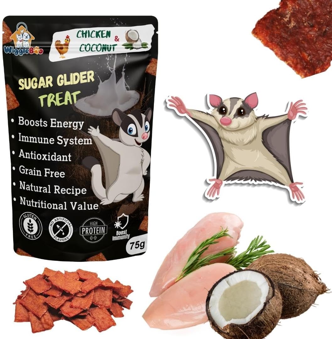 Chicken & Coconut Suger Glider Treat | Protein Rich | Fiber Rich | Crunchy Healthy Snacks | Training Treat | 75gm, All Life Stages, Chips