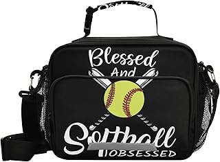 Glaphy Softball Baseball Lunch Bag, Cooler Lunch Tote Box Insulated Lunch Bags Food Container for Men Women Kids
