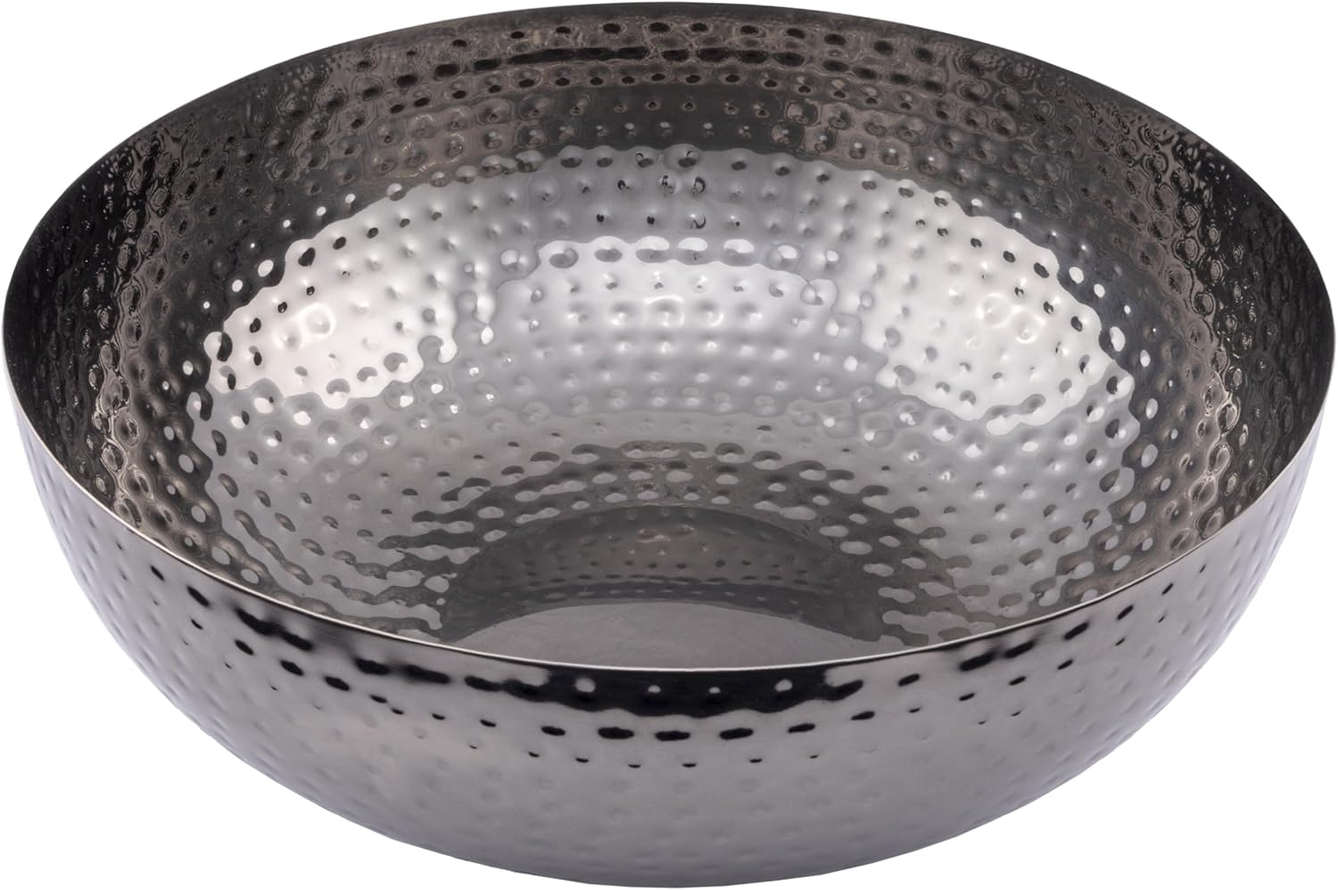 Creative Co-Op Round Hammered Metal Bowl, Oxidized Silver