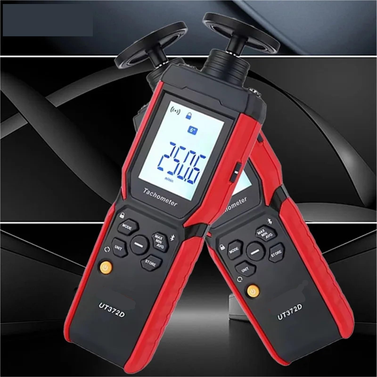 Digitaler Drehzahlmesser, UT372D Tachometer Laser Universal 2 In 1 Digitales Drehzahlmessgerät Kontakt- Und Berührungsloses Messgerät Drehzahl,LCD-Display