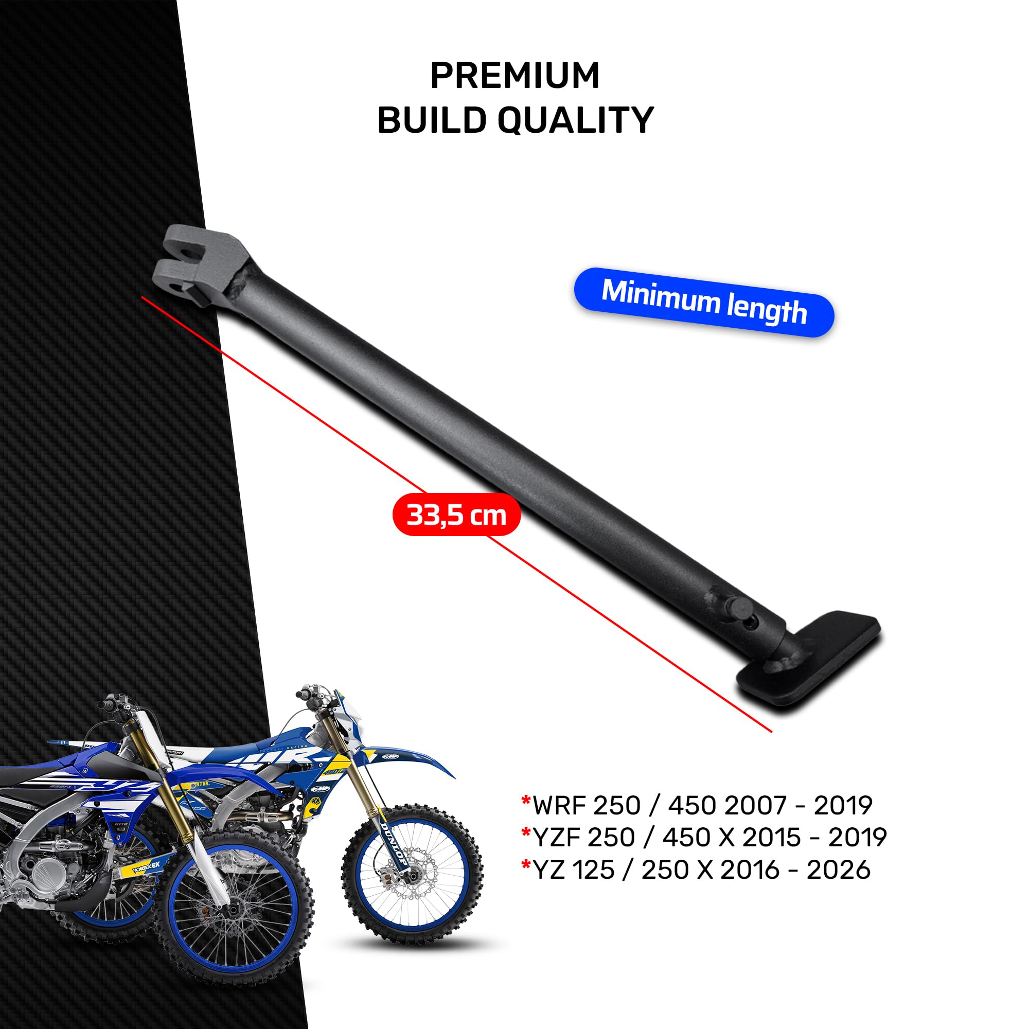 avdb-moto Béquille Support Latérale Réglage Hauteur compatible avec YAMAHA WRF 450 WR450F 2007-11, WRF 450 WR450F 2012-15, WRF 450 WR450F 2016-18, WRF 250 WR250F 2014-16, WRF 250 WR250F 2017-18 (Noir)