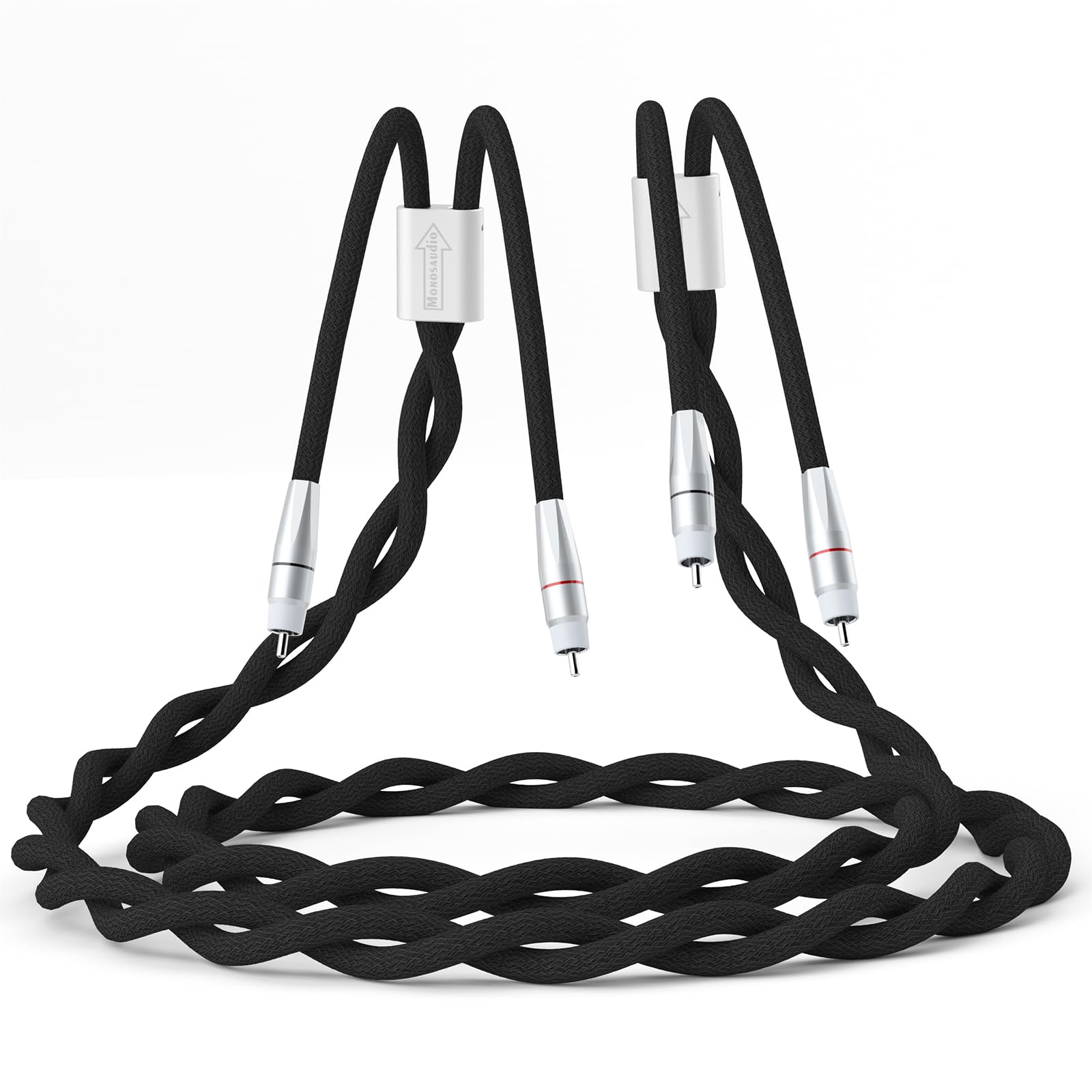 Monosaudio Cavo RCA HiFi di fascia alta, 1 m | 6N OCC puro rame placcato rodio, schermatura in rame, per lettore CD/amplificatore/giradischi