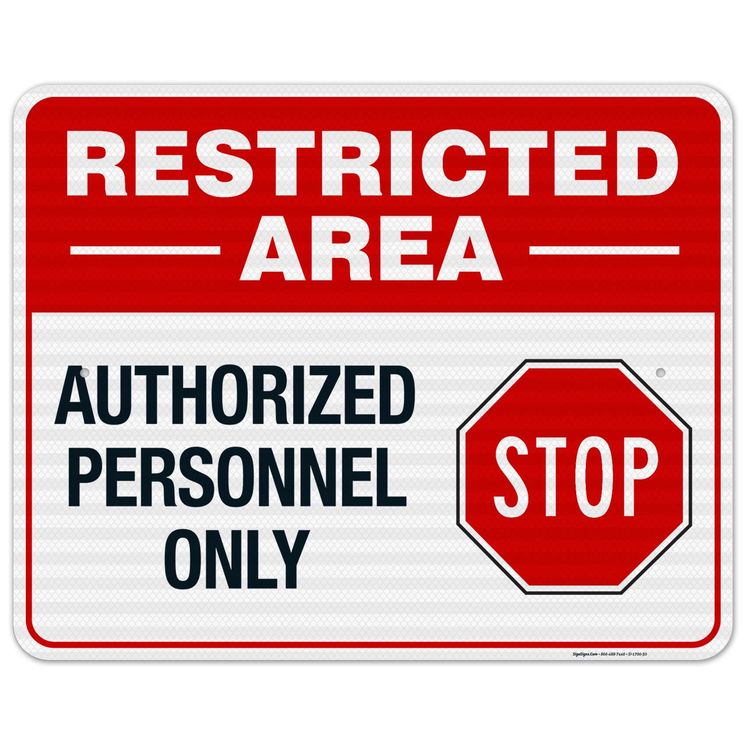 Restricted Area Authorized Personnel Only Stop Sign, 24x30 Inches, 3M EGP Reflective .080 Aluminum, Fade Resistant, Made in USA