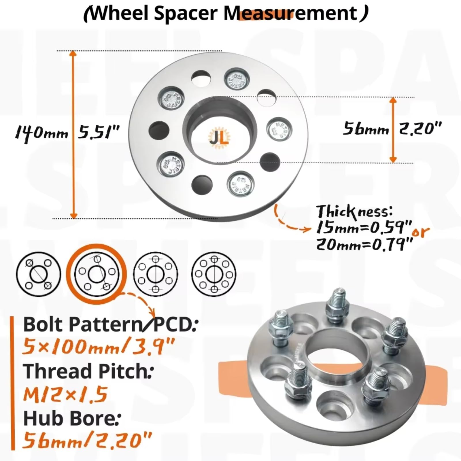 2 Uds Junta Espaciadora De Rueda PCD 5X100 Diámetro Para Cubo 56MM M12X1.5 Compatible Con Subaru Para Impreza 2000-2016 Para Subaru XV 2010-2012 Espaciadores Rueda Coche
