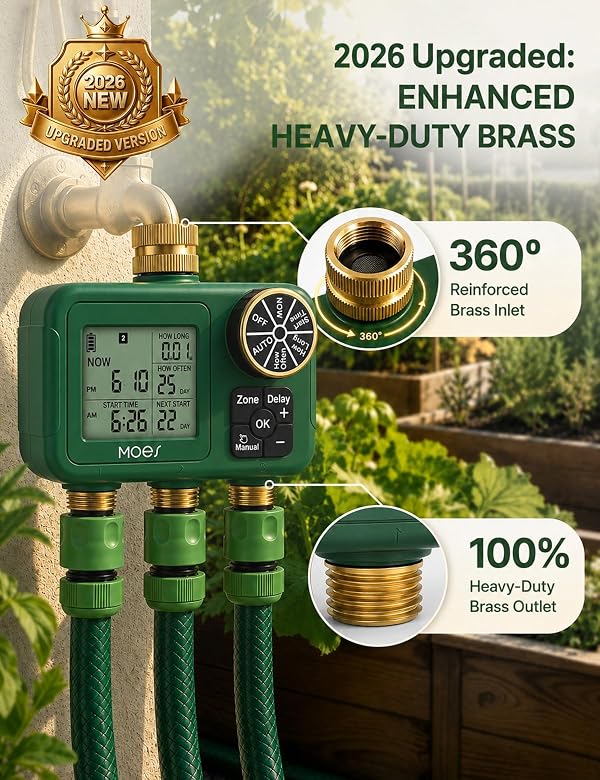 MOES 3-Zone Water Timer for Garden Lawn Hose, Brass 3/4 Inlet & Outlets by MOES - Used condition - Image 2