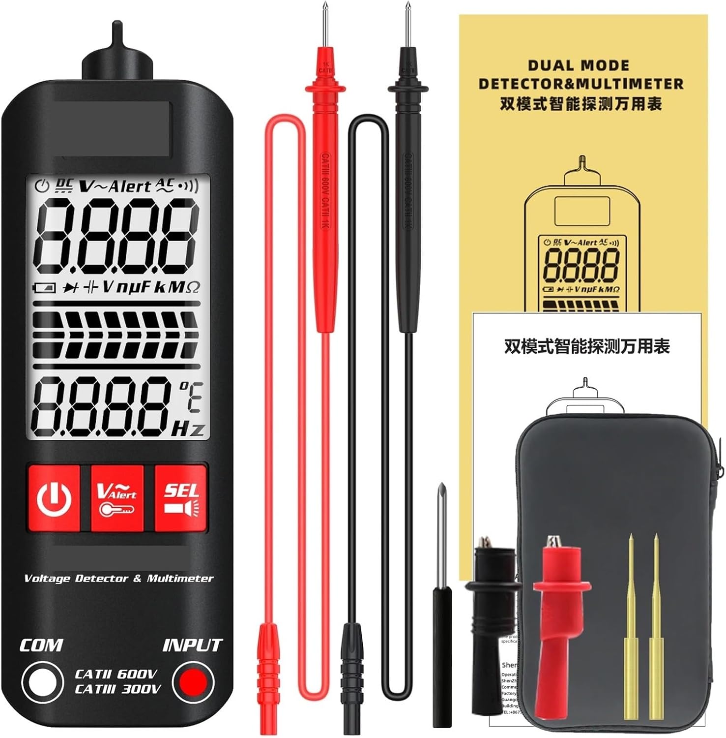 Cyfrowy multimetr, Tester napięcia, detektor, multimetr, kolorowy wyświetlacz, bezdotykowy elektryczny długopis, podwójny zakres, test przewodu pod napięciem, miernik Ohm Hz NCV,do użytku domowego