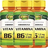Vitamina B6 (Piridoxina) - 3 unidades de 60 Cápsulas - Unilife