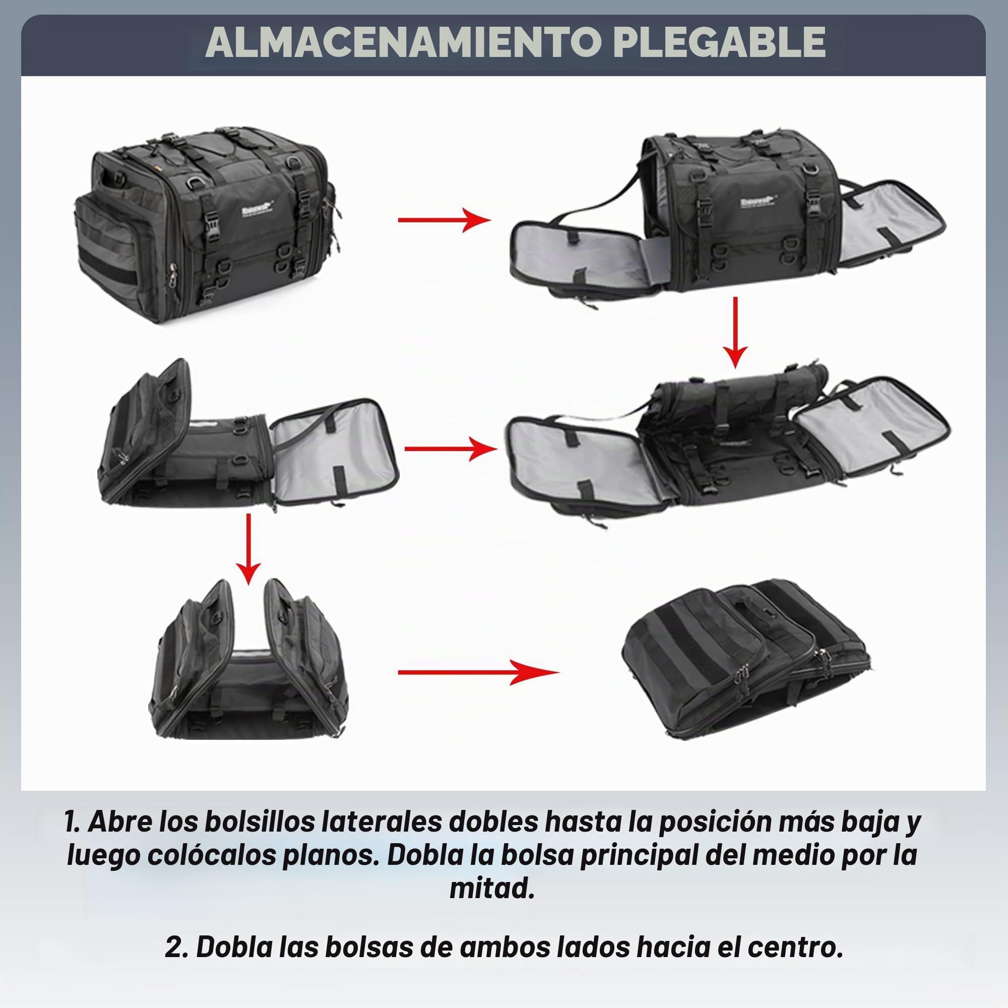 Rhinowalk - Alforja para Moto de 40-60 l, Impermeable, para Asiento Trasero
