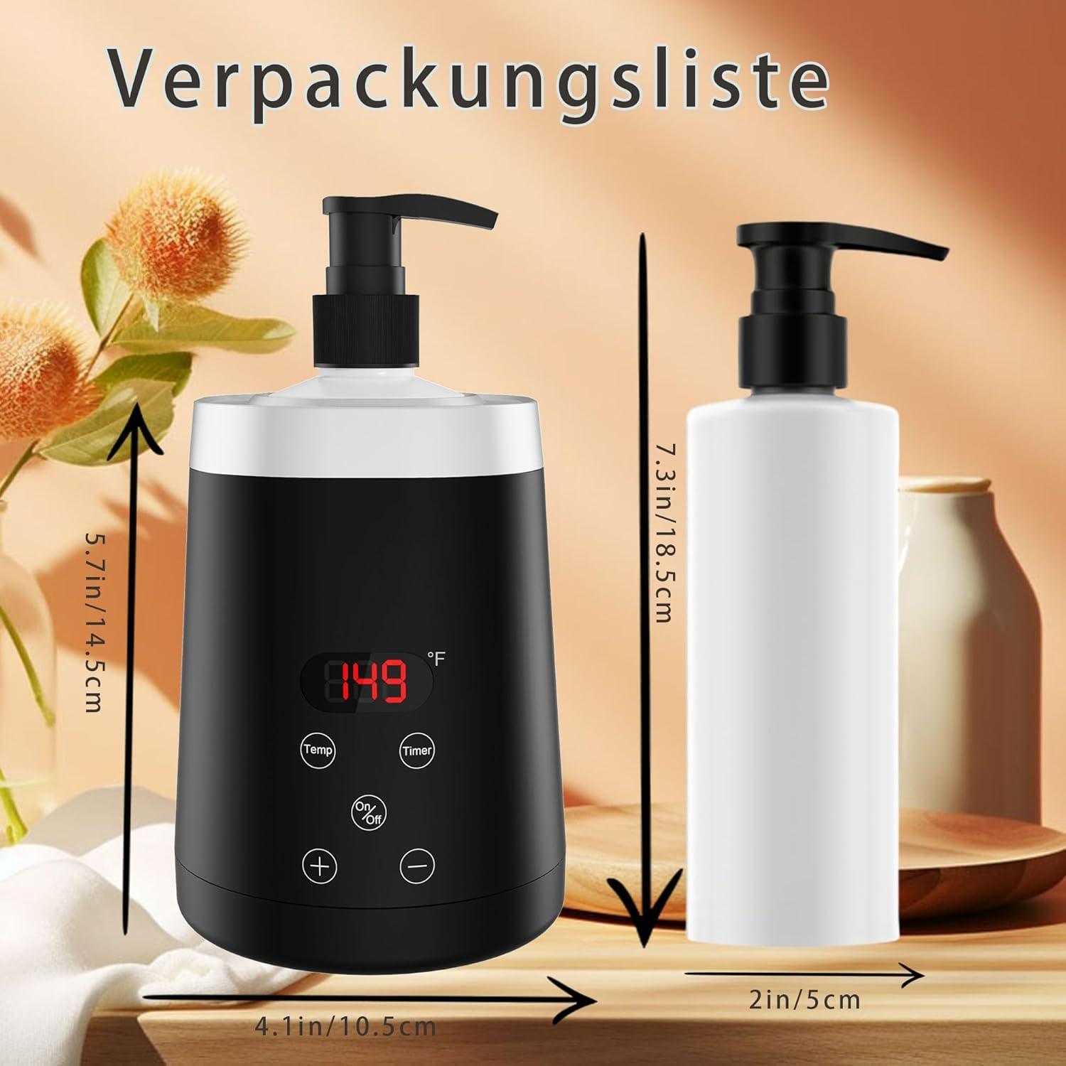 Massageölerhitzer mit zwei Ölflaschenspendern, einem Trichter zum Erhitzen von Massageölen und Lotionen für Heim- und Wellness-Salons