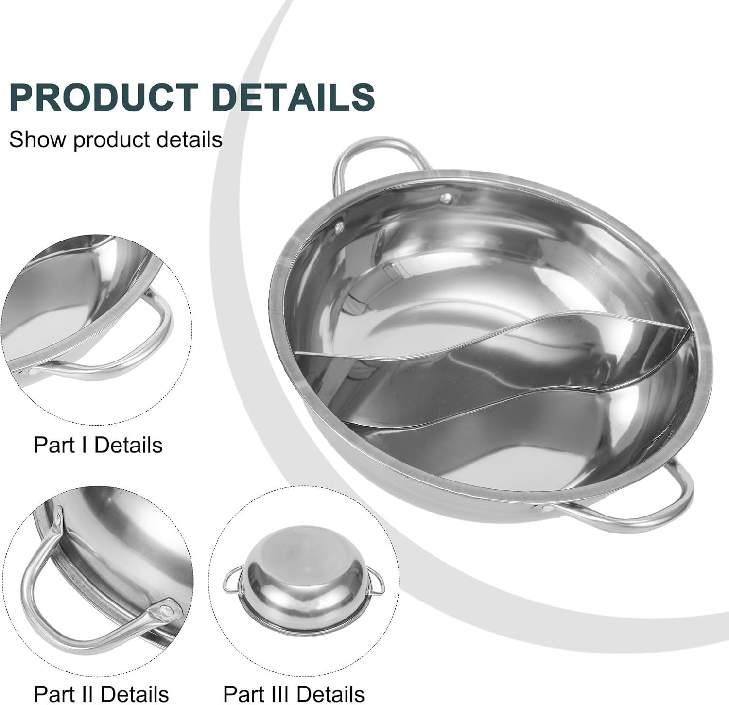 Stainless Steel Twin Divided Hot Pot Cooker 28cm Mandarin Duck Design for Gas or Induction Stove Home Kitchen Soup Cooking(30cm)