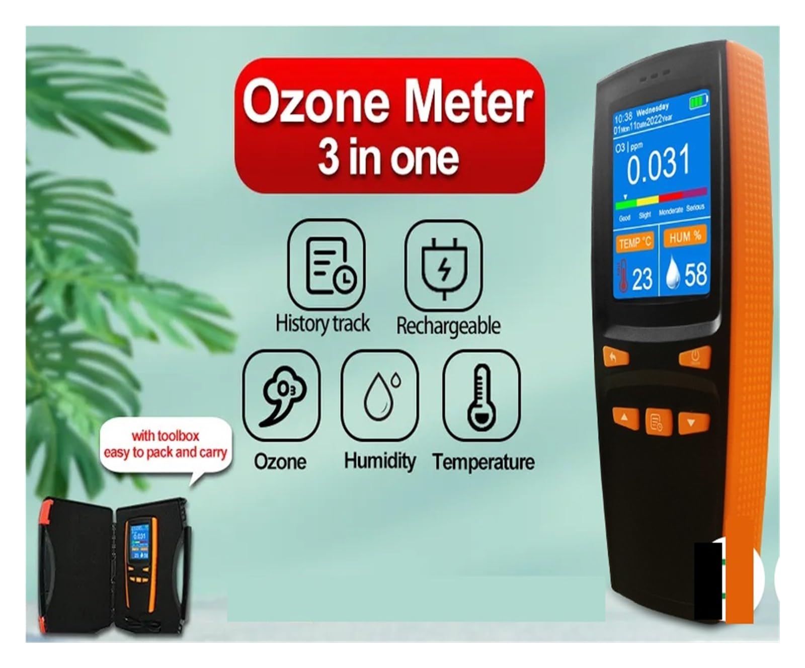 Detector portátil de ozono O3, Detector de Gas, analizador de mano, contador, medidor de ozono, Detector de aire, Sensor inteligente