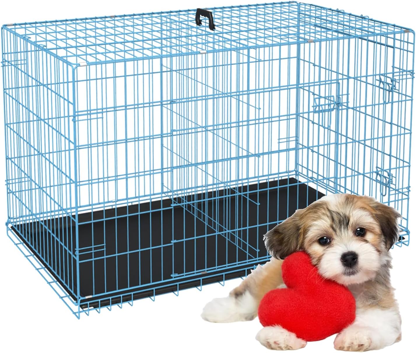 Home for Pets Dog Crate Cage Extra Folding Large Double Door Pet Crate,Includes