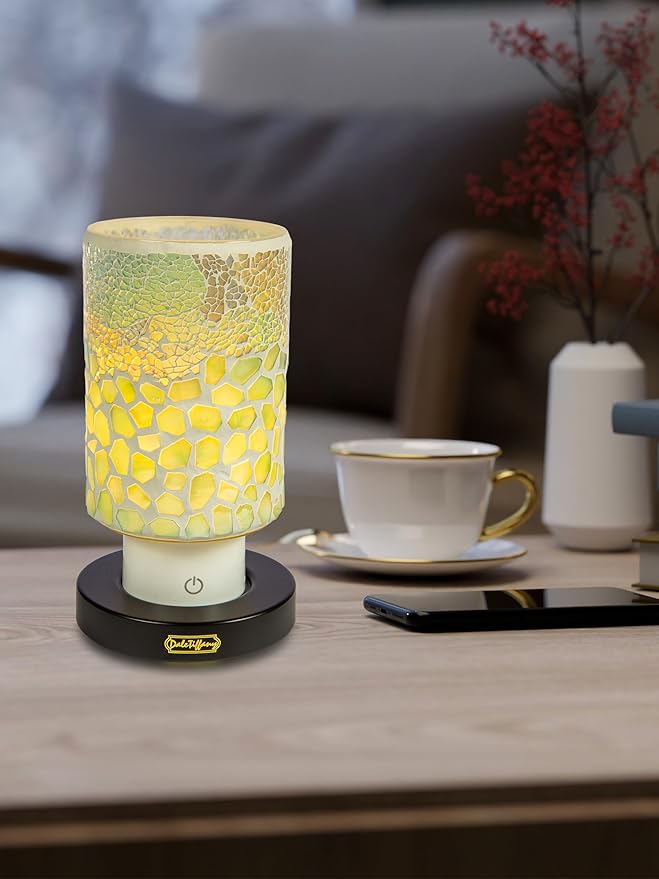 Dale Tiffany Dale Tiffany TAR24124 Alps Green Uplight Mosaic Accent Lamp with Rechargeable Battery and 3-Level Brightness, Multicolor, 8.5-Inch Tall photo 2