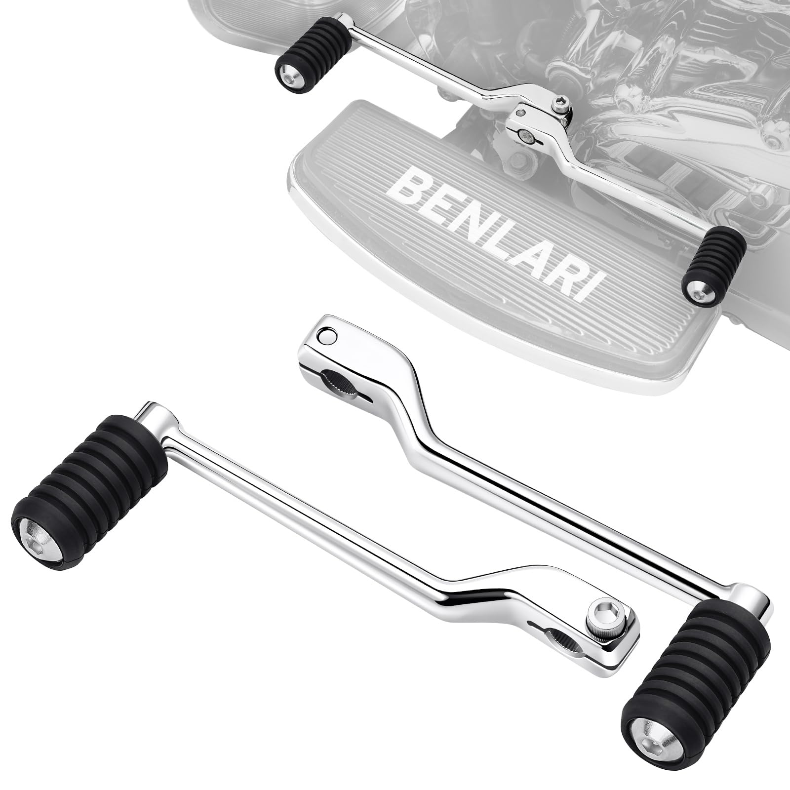Benlari Heel Toe Shifter Lever Fit for Harley FL Softail 1986-2017, Trike 2008-2024, Touring Street Glide Road Glide Street Glide Road King Electra Glide 1988-2024, (2, Chrome)
