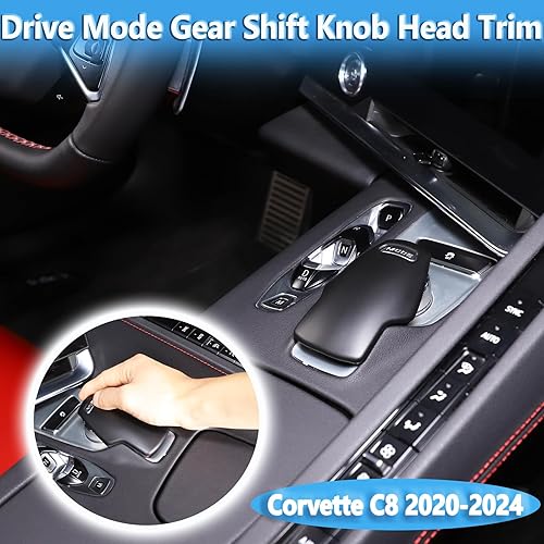 Miniatura 9 de Cubierta de protección de la cabeza de la perilla de la palanca de cambios, fibra de carbono real, 1 unidad compatible con Corvette C8 Stingray 2020