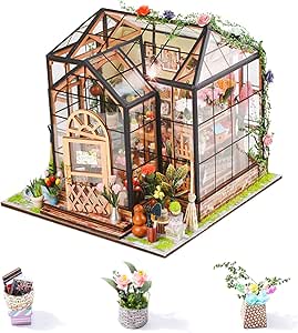 DIY Miniature House Garden, Miniature House, 1:24 Miniature Dollhouse Kit, Dollhouse Miniature with LED Light, Creative Gifts for Friends, Parents, Jennys Flower House