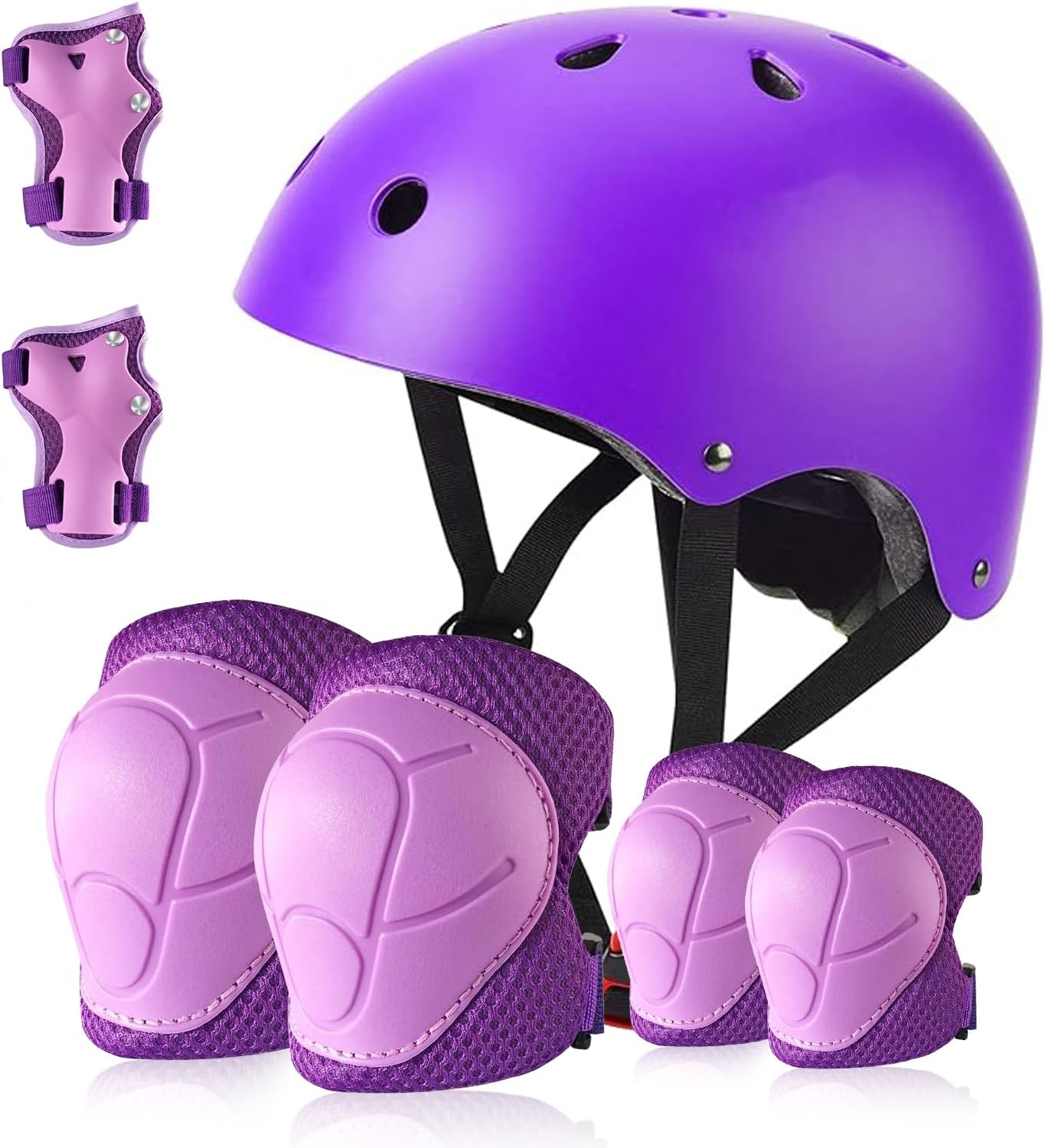 (( Size Small )) Kids Bike Helmet Set Skateboard Knee Pads - Kids Helmet Elbow Pads Wrist Guards Adjustable for Girl Boy Kids Protective Gear Set for Sport Cycling Bike Roller Skating Scooter