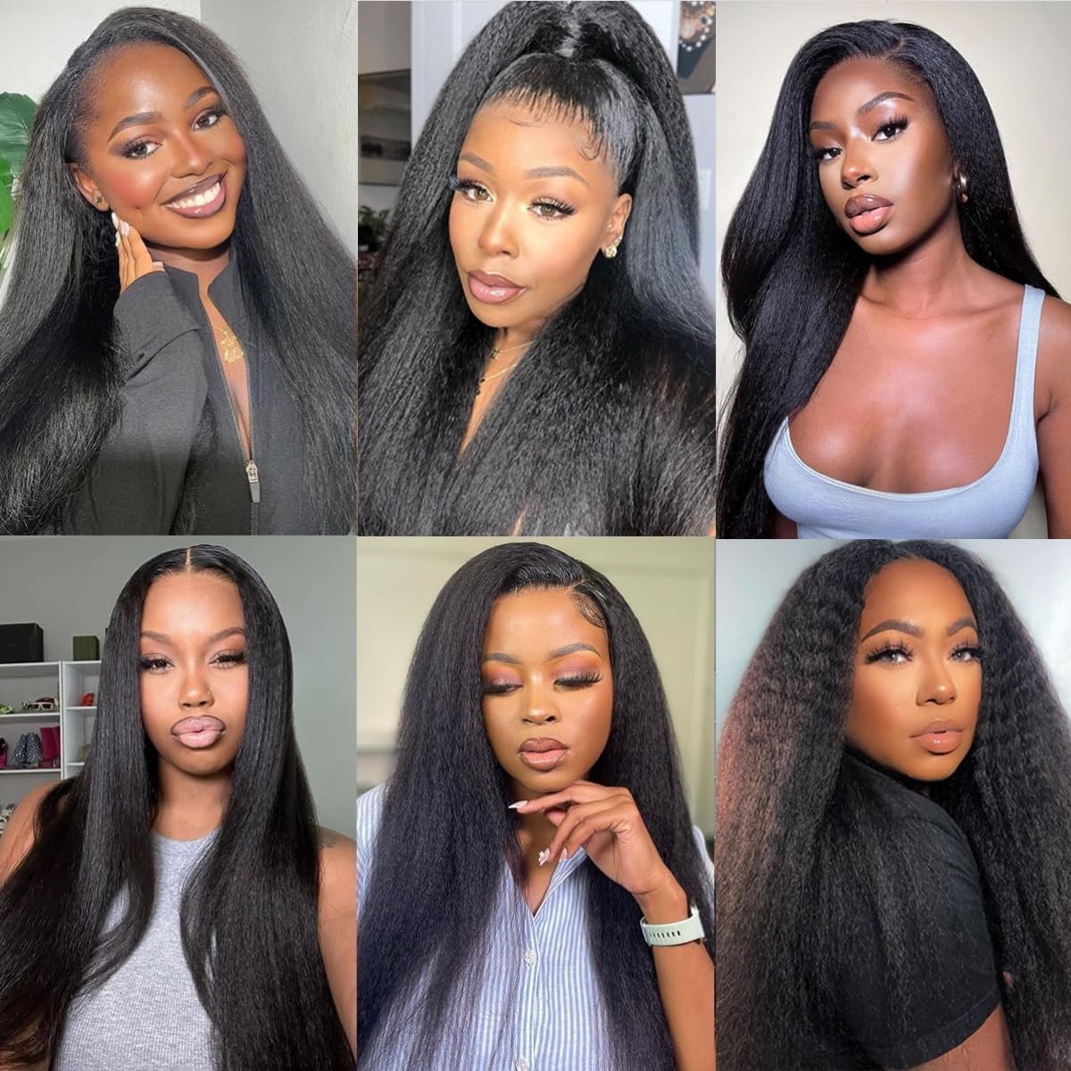 Kinky Straight Bundles Human Hair 20 22 24 Inch Yaki Straight Human Hair Bundles 100% Unprocessed Brazilian 3 bundles For Black Women Natural Black