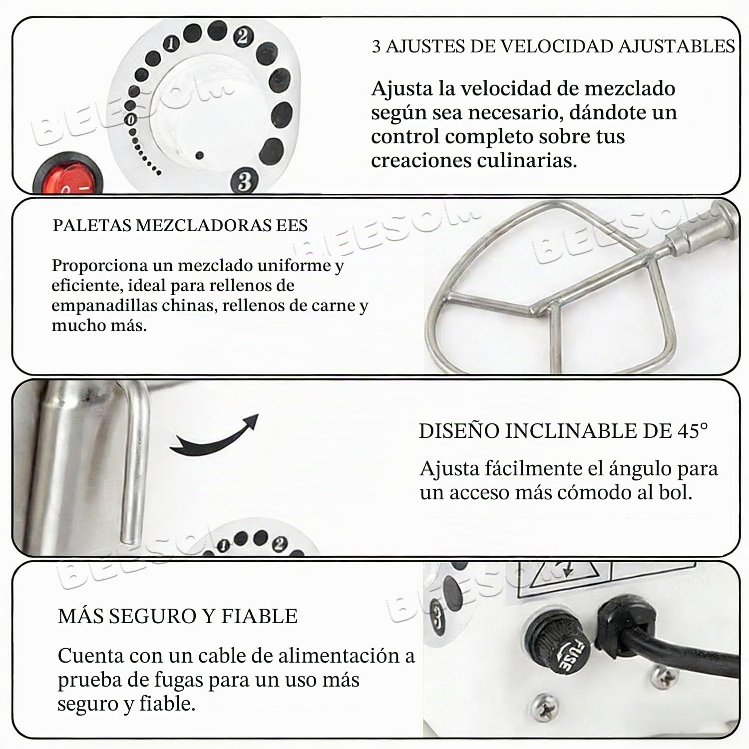 Amasadora Pan Profesional,Batidora Amasadora Profesional,10l Acero Inoxidable,3 Velocidades,500w,Gancho+batidor,para Panadería Pizzería Cocina Comercial Silver-5L