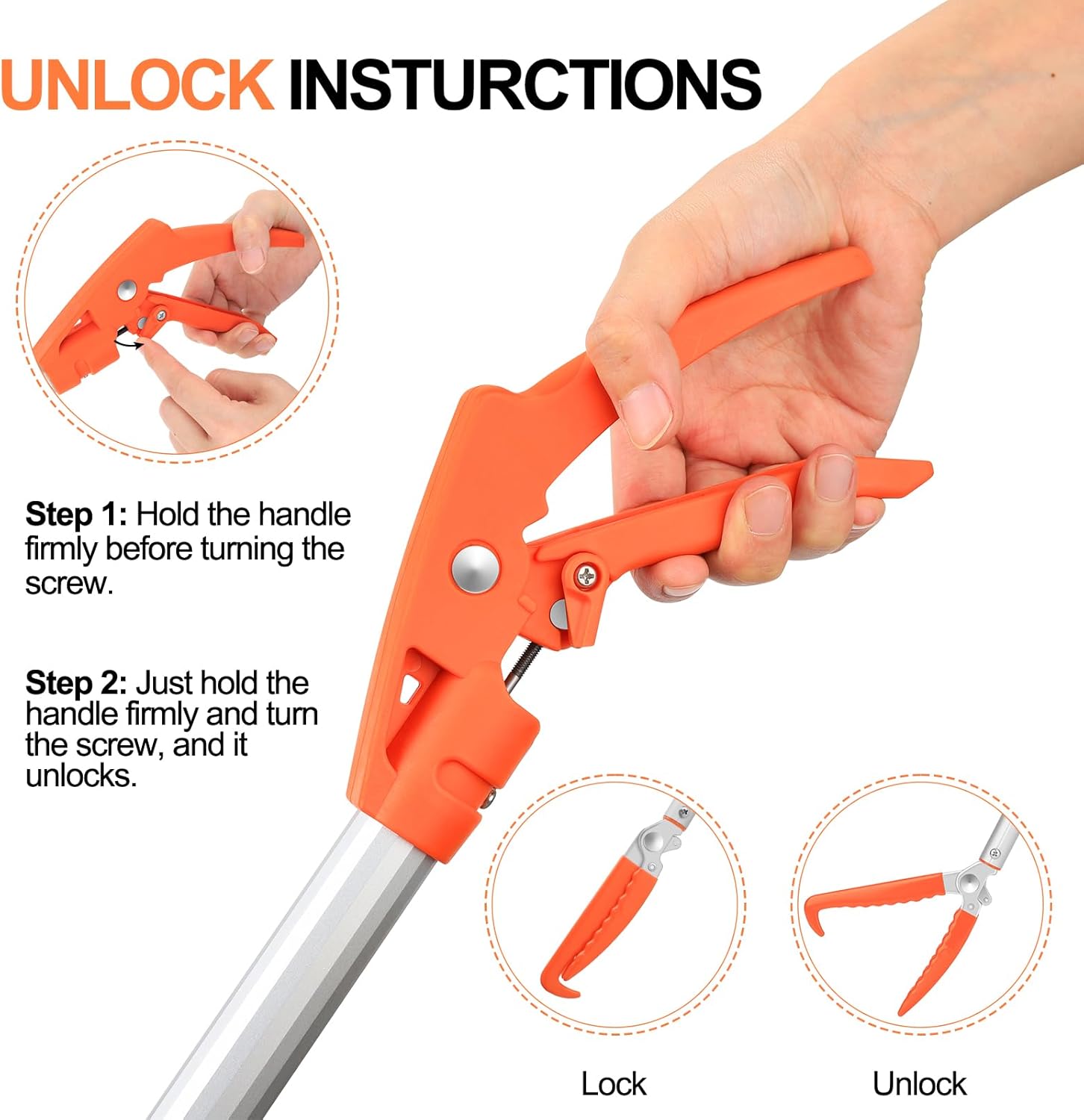 Kalkal Snake Grabber Tool, 62” Professional Aluminum Alloy Telescopic Rattle Snake Tongs, Reptile Grabber Snake Catcher Wide Jaw Handling Tool with Lock