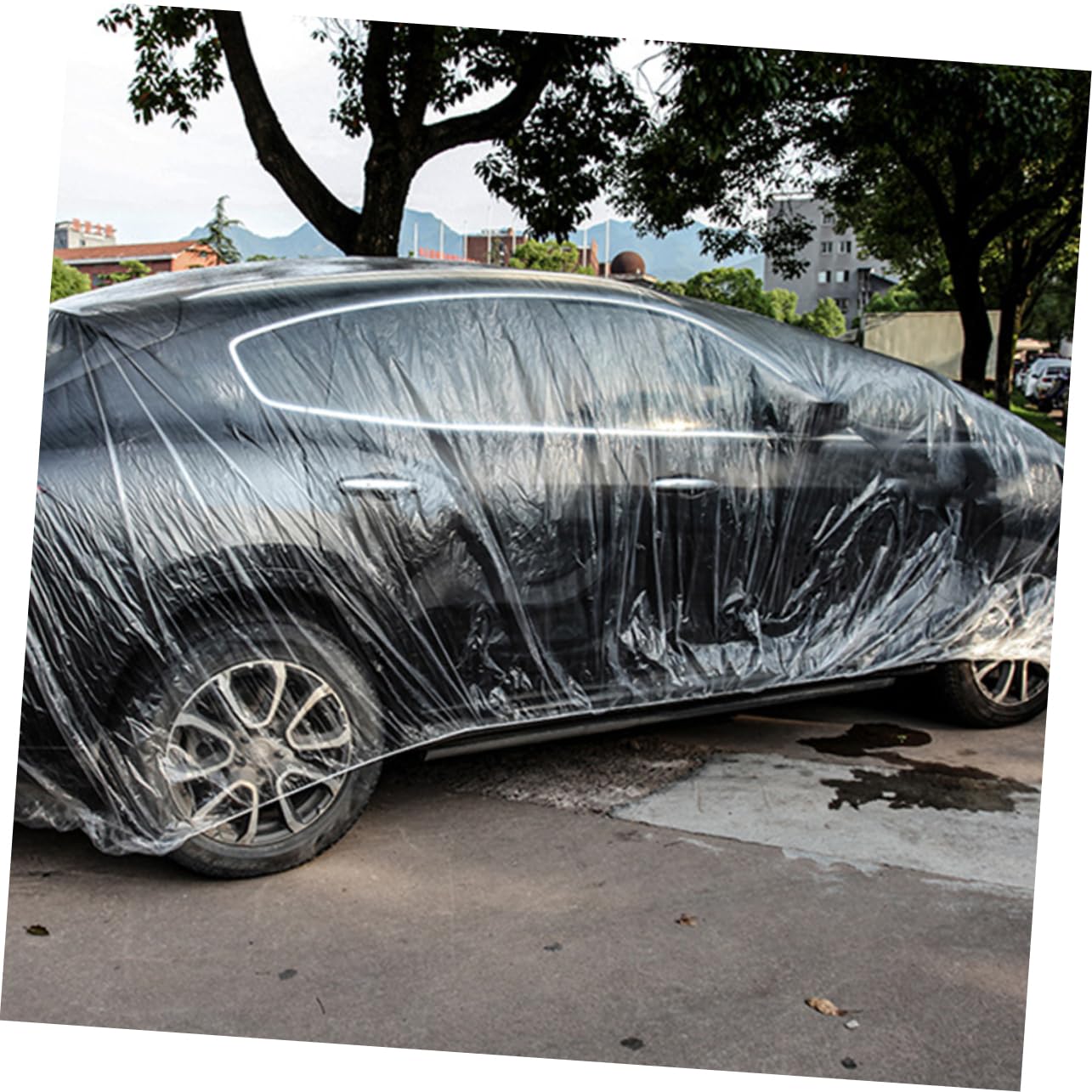 TOPPERFUN Car Body Cover Outdoor Vehicle Rain Protector Transparent Heavy-Duty Dust Cover for Cars and Trucks for Garage — view 3