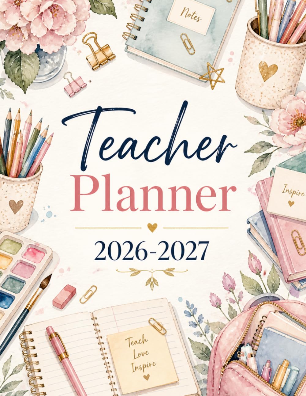 Teacher planner 2026-2027: Weekly and Monthly Class Organizer with Calendar, Lesson Plan Book from Jul. 2026 - Jun. 2027, 8.5'' x 11''.