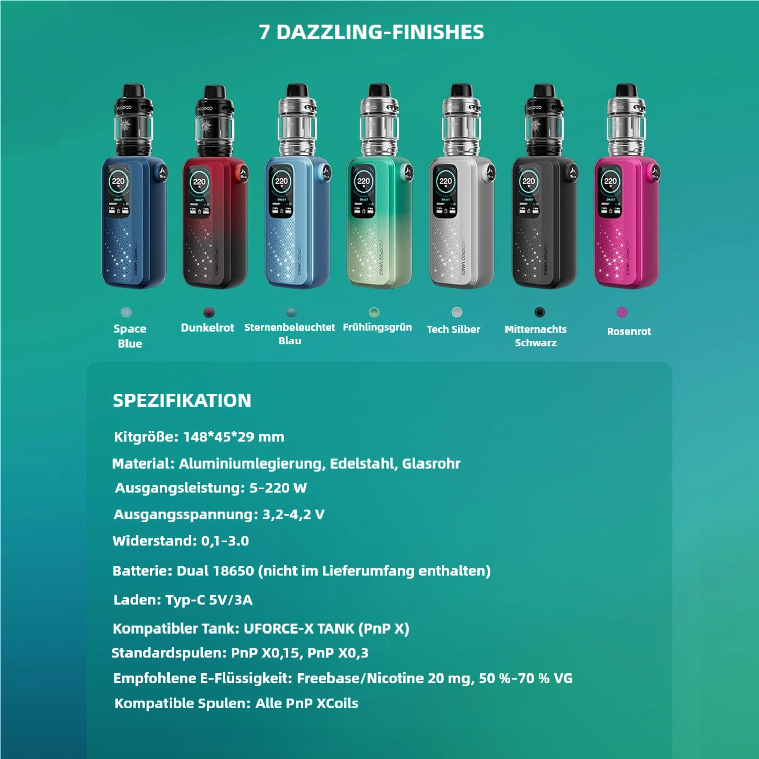 VOOPOO Vinci Spark 220 Mod Support Smart/RBA/TC-TCR Mode 220W Fast Charging Electronic Cigarette 18650 Vaporizer battery not include) No Nicotine (Tech Silver) : Amazon.fr: High-Tech VOOPOO Vinci Spark 220 Mod Support Smart/RBA/TC-TCR Mode 220W Fast Charging Electronic Cigarette 18650 Vaporizer battery not include) No Nicotine (Tech Silver) : Amazon.fr: High-Tech