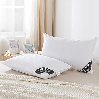 2 Pack Goose Feather and Down Pillows 100% Cotton Shell Soft Hotel Quality Pillows(40% Down)
