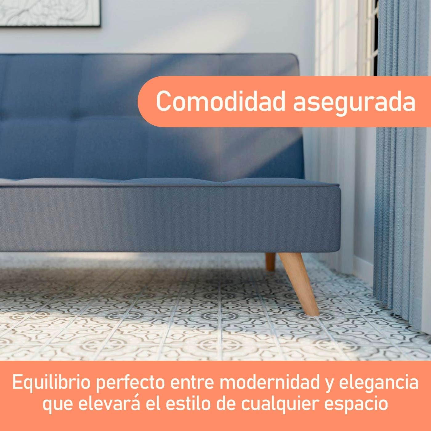 amuéblate online - Sofá Cama Clic Clac Tipo Libro de 3 Plazas Modelo Pocket, Diseño Moderno, Práctico y Funcional, Confort Óptimo, Gris