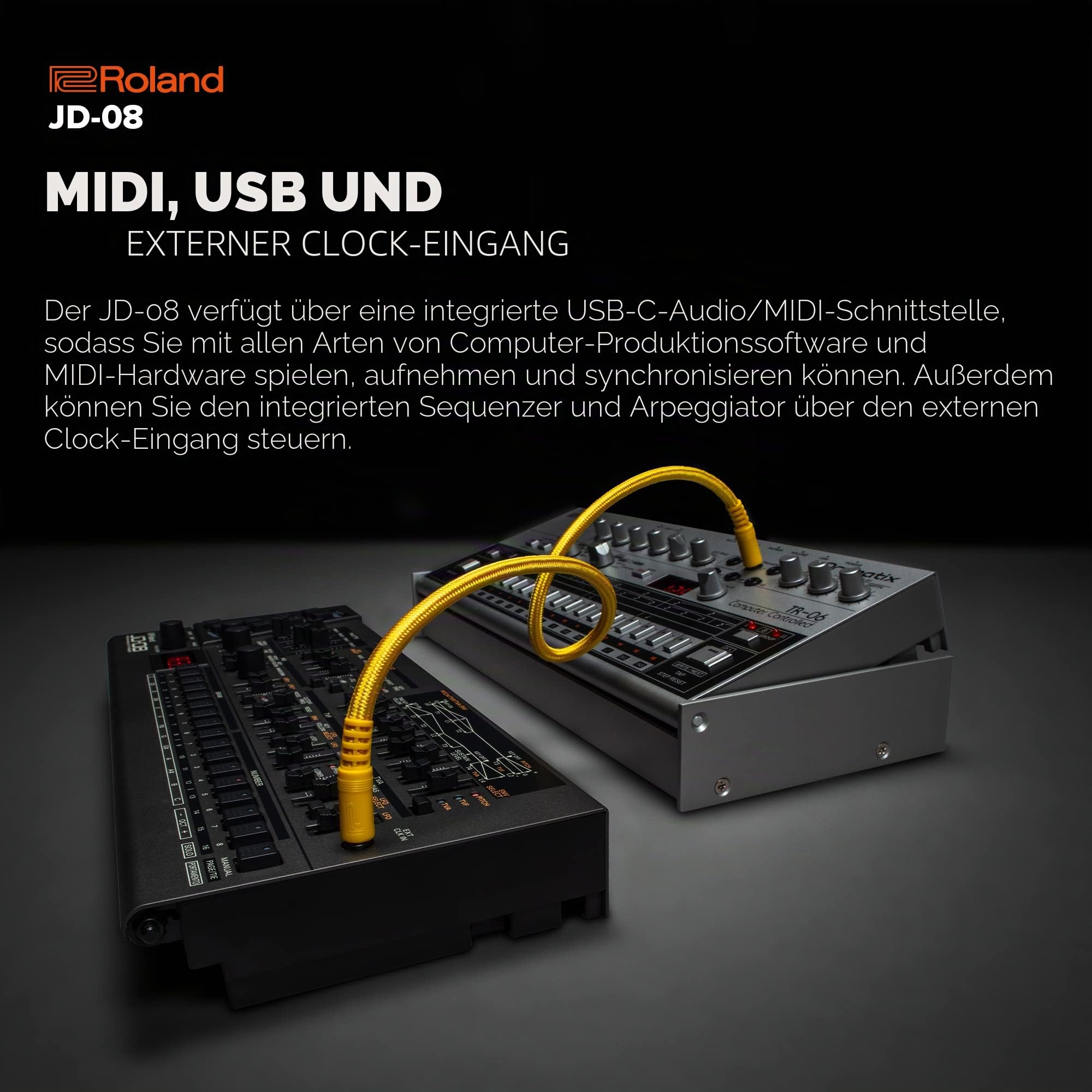 Roland JD-08 Soundmodul Boutique-Synthesizer – Kompakte, moderne Nachbildung des legendären Roland JD-800 aus den 90er Jahren mit neuen Effekten, polyphonem Sequencer und mehr – Leicht, mobil