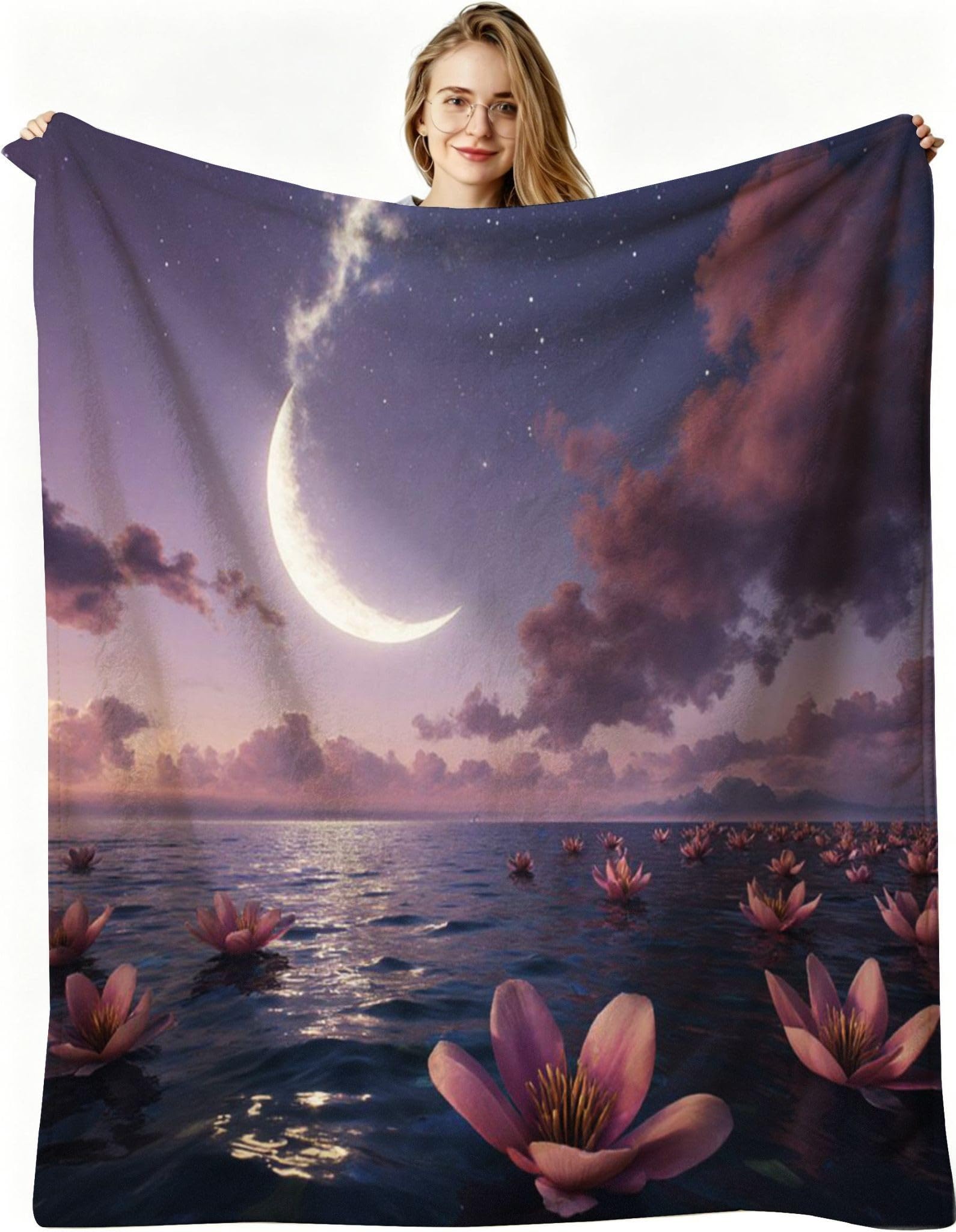 Couverture polaire 3D fleurs roses anti-froid pour lit simple de 150x200 cm