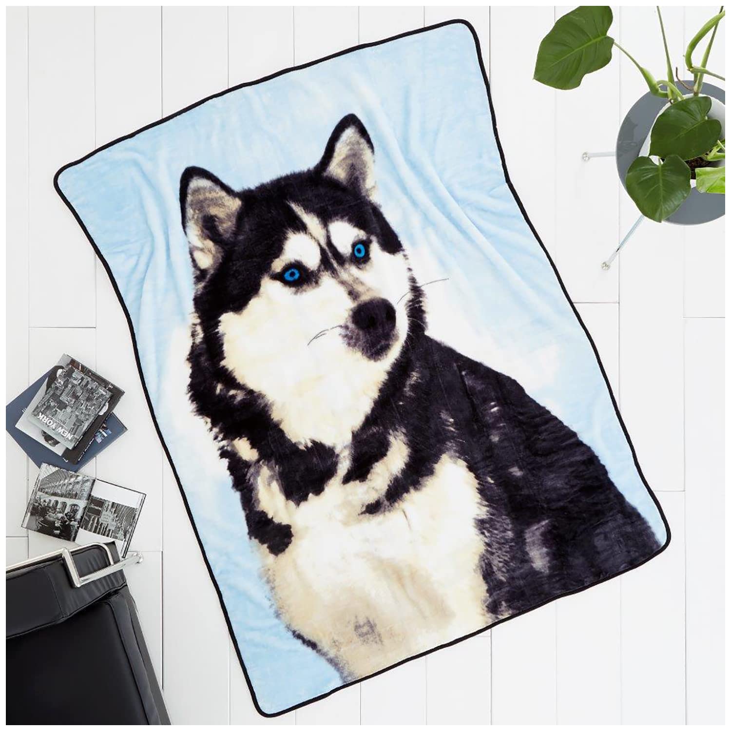 GC GAVENO CAVAILIA 3D Wild Animal Throws For Sofas Large, Animal Print Throw For Couch Bed Chairs, Cosy Fleece Bed Throws, Fluffy Throw Blanket For Bed, Husky, 150X200 Cm