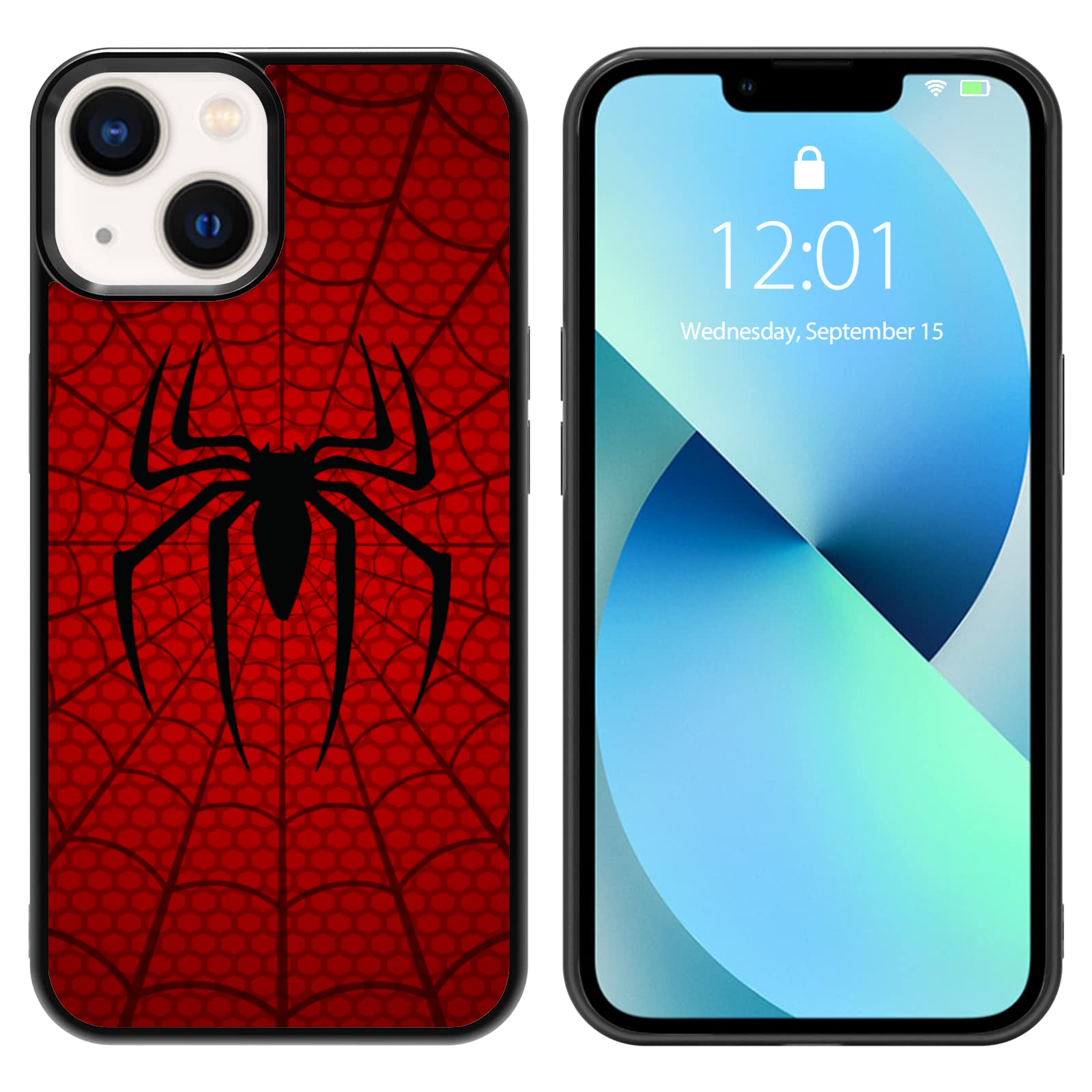 Spider iPhone Case 13 - Shockproof Protective Cute Cool Spider-Web Phone Case Designed for iPhone 13 6.1 Inch Case for Man Girls Women Boy Black Red(6.1 in,13)