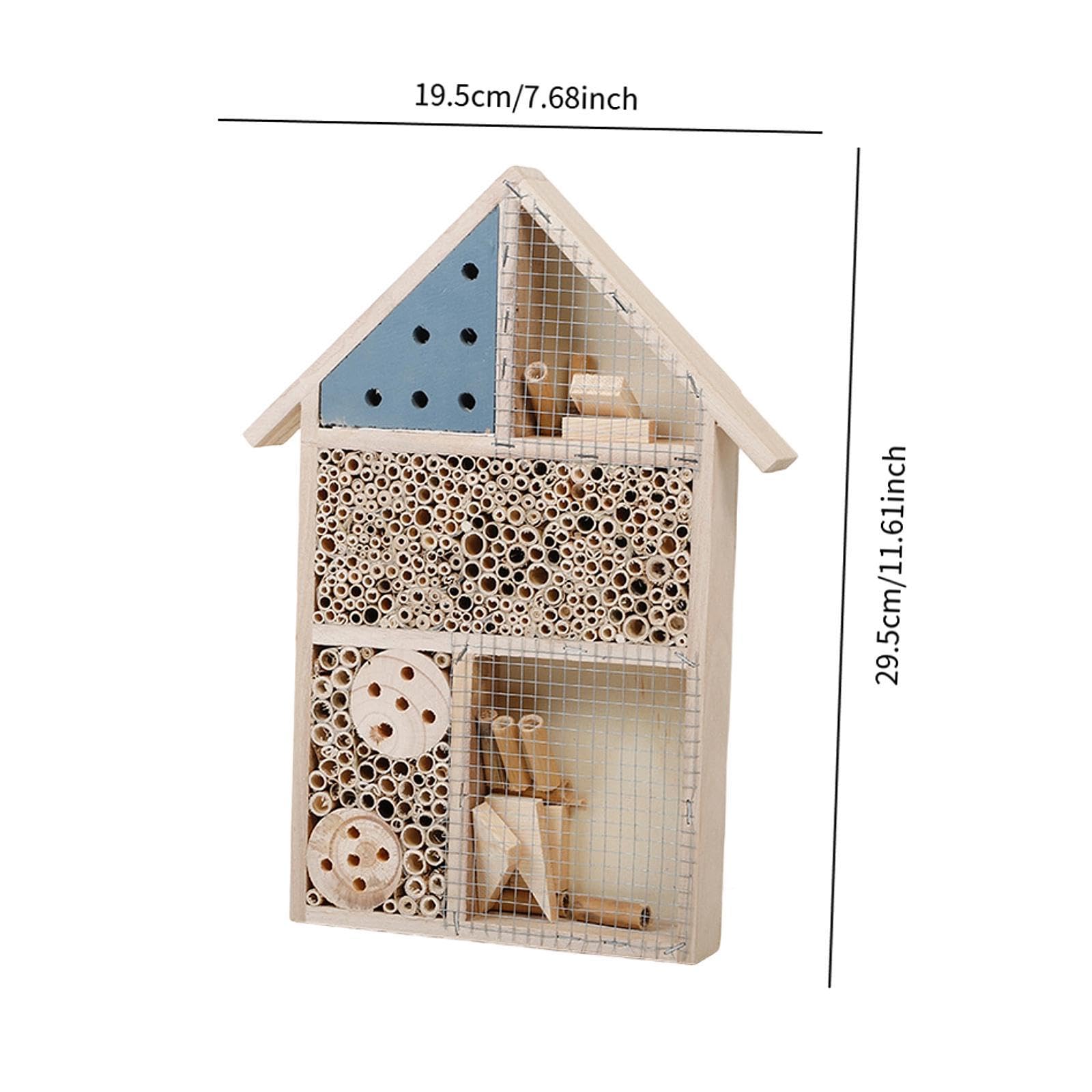Rifugio per E Farfalle in Legno Hotel per Insetti Casetta da Appendere Protezione dagli Agenti Atmosferici Decorazione da Giardino, Blu, 25x4x35cm