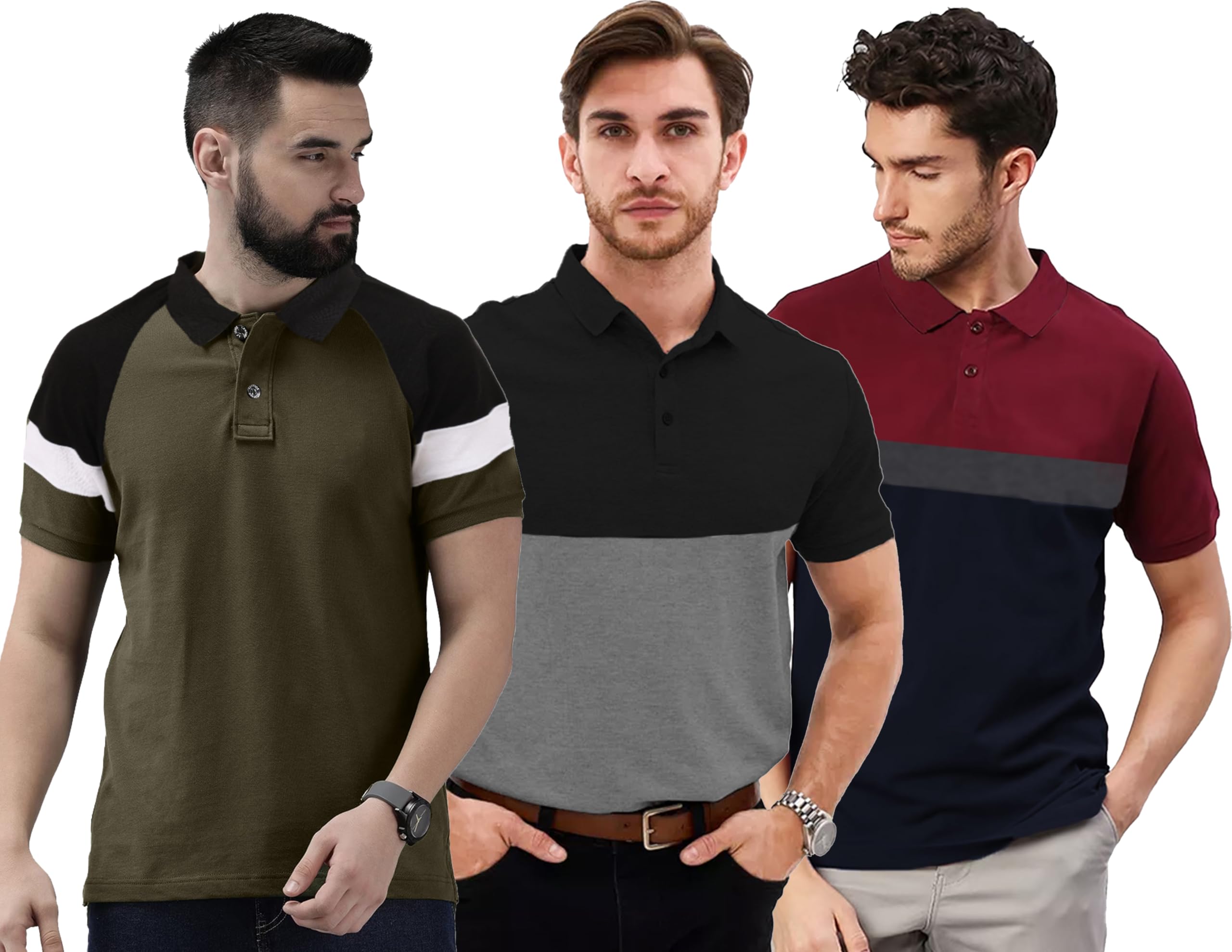 leotude Men Regular Fit T-Shirt || T-Shirt for Men || Plain T Shirt || Polo T-Shirt || T-Shirt (Combo Pack of 3)-picture-21