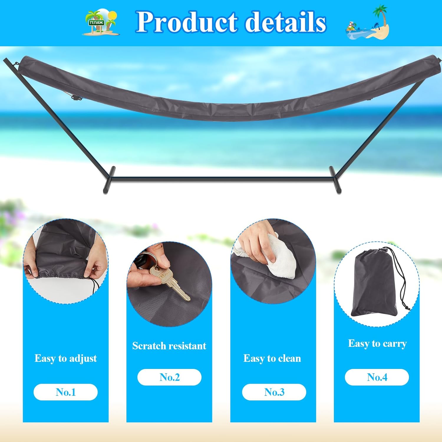 2 Pcs Hammock Cover Sleeve Waterproof 12 ft Lightweight and Compact Camping Storage Protector Fits Most Hammock for Outdoor Hiking Camping, Grey