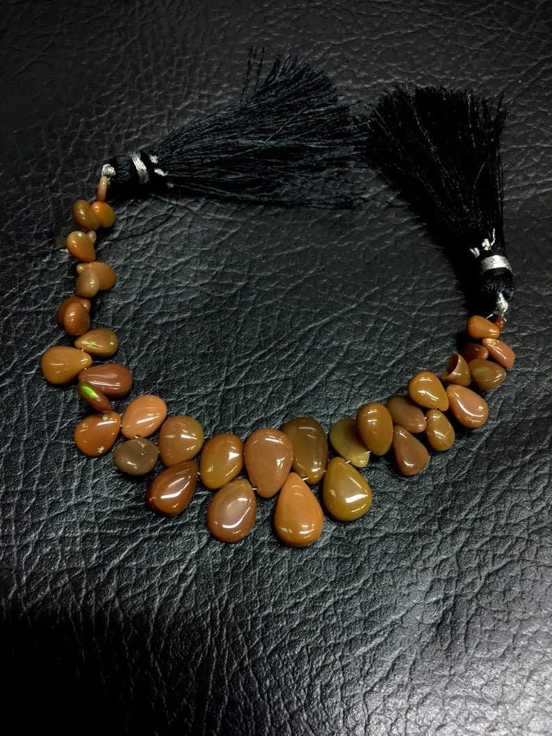 Opale éthiopienne naturelle : perles lisses en larme haut de gamme pour bijoux