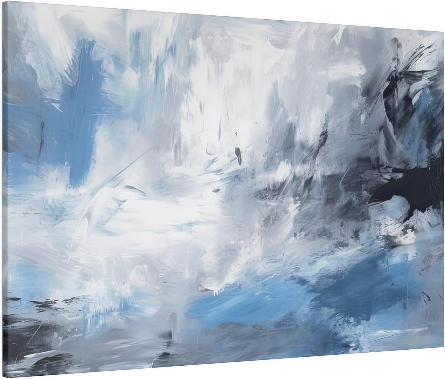 Blue and Grey Wall Art Abstract Picture Canvas Print