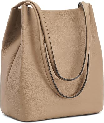 Kattee Genuine Leather Tote Handbag for Women | Soft genuine leather tote with a secure magnetic snap closure for work, shopping, and everyday use.