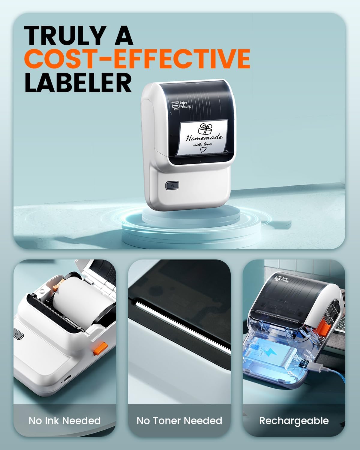 Label Maker, M100 Label Printer with Square Label 1.96'' x 3.14'' (50x80mm)