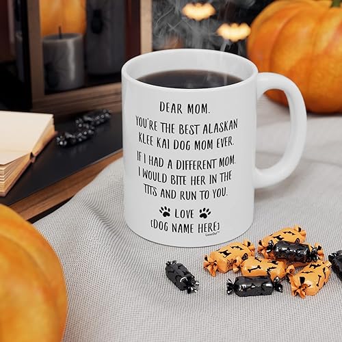 Miniatura 7 de Taza divertida para mujeres dueñas de mascotas – Taza para café «A Wise Woman Once Said», blanca, 325 ml., Alaskan Klee Kai Mamá Personalizado