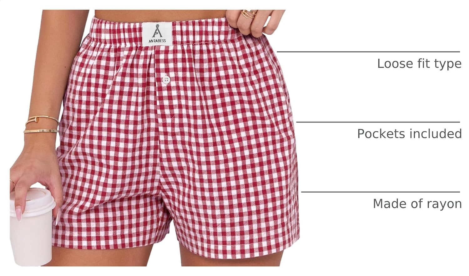 ANRABESS Boxer Shorts for Women Gingham Pajama 2026 Summer Casual Lounge Sleep Plaid Shorts Y2K Beach Bottoms image 4