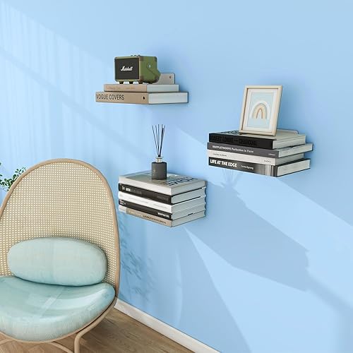 Miniatura 8 de FENTEC Estantes flotantes para libros para pared, estantería flotante montada en la pared, estanterías colgantes de alta resistencia, estante oculto