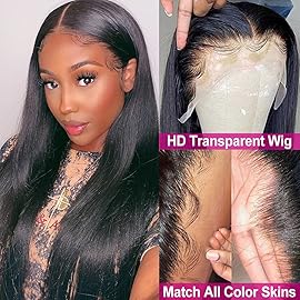 Hermosa HD Transparent 13x4 Lace Front Human Hair Wigs Pre Plucked with Baby Hair 12A 220% Density HD Straight HD Lace Front Wigs Human Hair for Women Natural Hairline Natural Color 22 inch