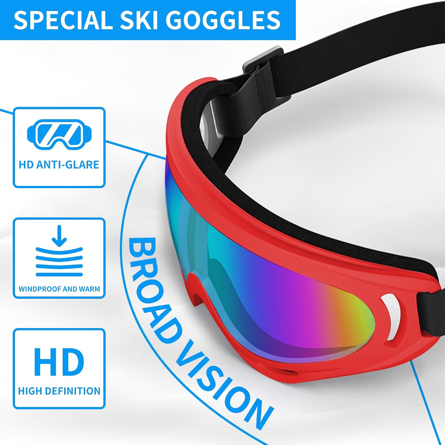 SooGree 2 Pack Snow Ski Goggles, Snowboard Snow Goggles for Men Women Youth Kids, UV Protection Winter Snow Sports Goggles