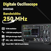 Vista 2 de Osciloscopio digital Rigol DHO924S de 250MHz de banda de frecuencia + resolución vertical de 12 bits + velocidad de muestreo máxima de 1.25 GSa/s +
