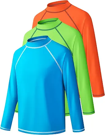 Boys Rash Guard Swim Shirt Long Sleeve Water Beach UPF 50+ Sun Protection